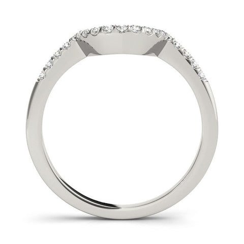 White gold Pavé Round Diamond Contour Band with U-Prong Setting