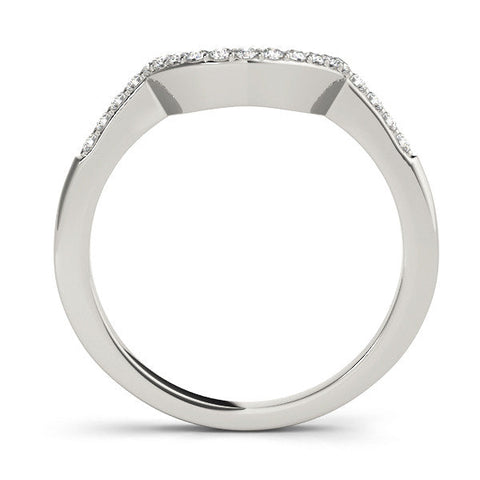 White gold Pavé Round Diamond Contour Band with Prong Setting