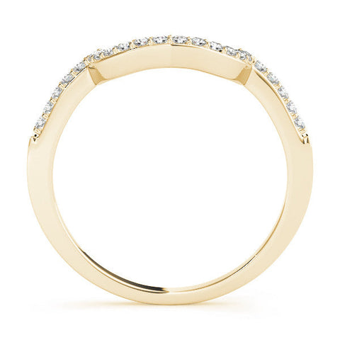 Yellow gold U-Shaped Pavé Round Diamond Contour Band