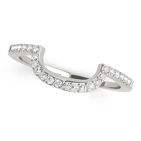 White gold U-Shaped Pavé Round Diamond Contour Band