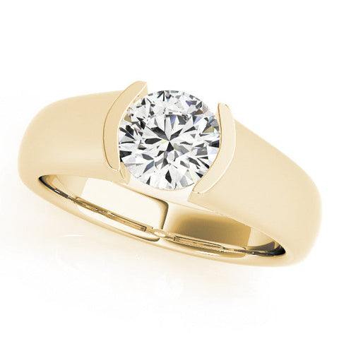 Yellow gold Round Solitaire Tension Set Diamond Ring