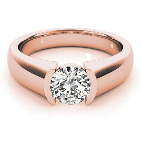 Rose gold Round Solitaire Tension Set Diamond Ring