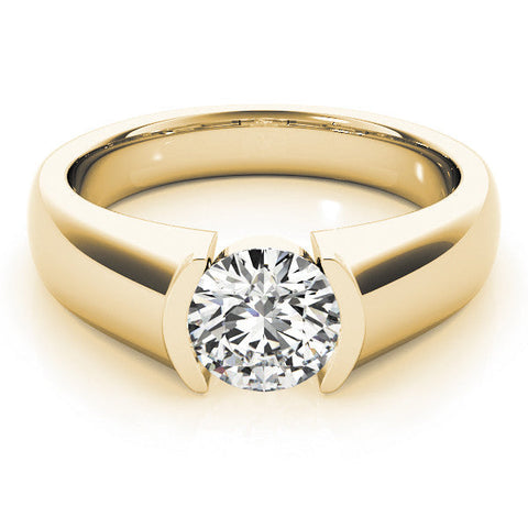 Yellow gold Round Solitaire Tension Set Diamond Ring
