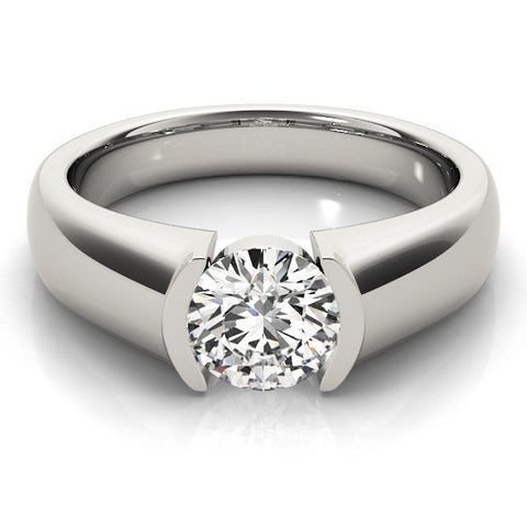Platinum Round Solitaire Tension Set Diamond Ring