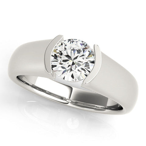 White gold Round Solitaire Tension Set Diamond Ring
