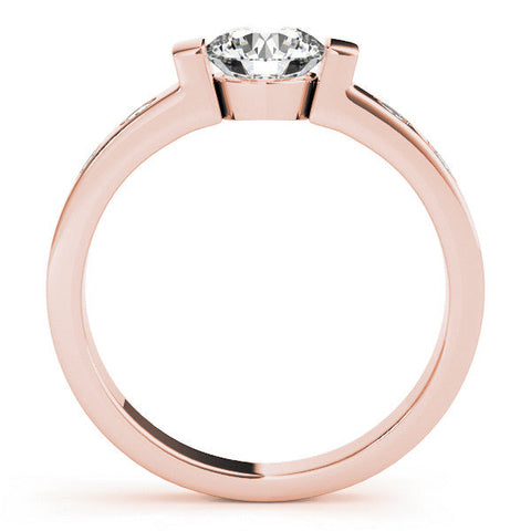 Rose gold Radiant Brilliant Channel-Set Diamond Ring with Bezel Prong Setting