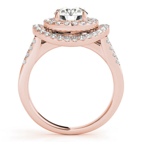 Rose gold Double Halo Round Diamond Split Shank Prong Setting Ring