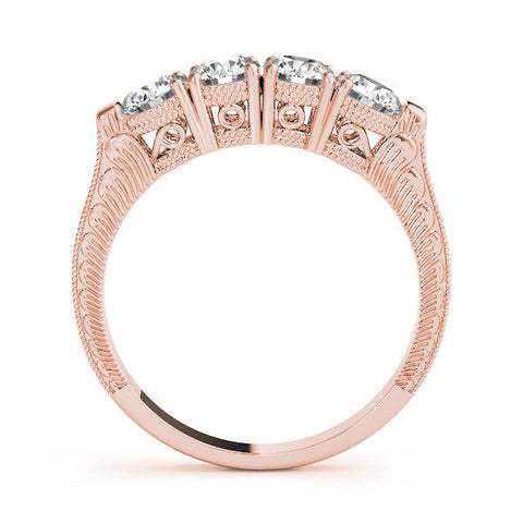 Rose gold Five-Stone Round Diamond Shared Prong Milgrain Band