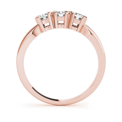 Rose gold Three-Stone Round Diamond Half Bezel Prong Band
