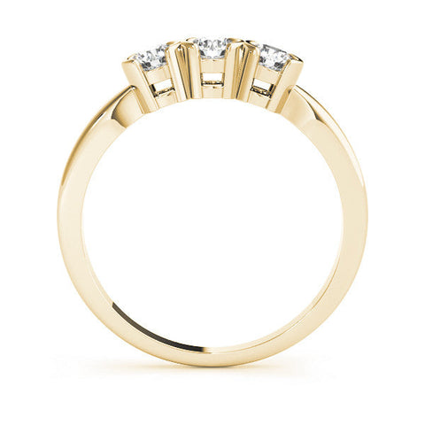 Yellow gold Three-Stone Round Diamond Half Bezel Prong Band