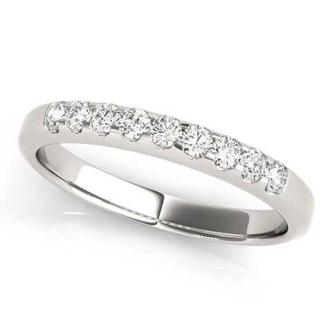 White gold Round Cut Diamond Half-Eternity Band with Shared Prong Setting