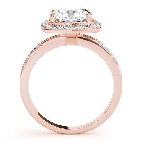 Rose gold Cushion Halo Pave Split Shank Prong Setting Ring