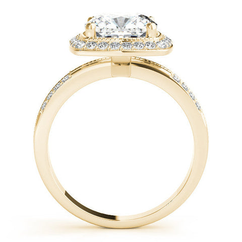 Yellow gold Cushion Halo Pave Split Shank Prong Setting Ring