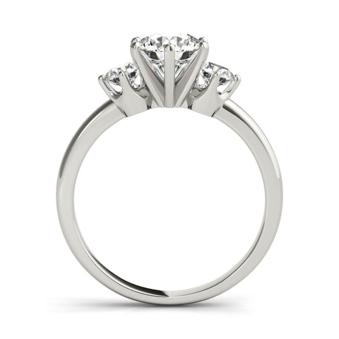 Platinum Three-Stone Round Cut Solitaire Diamond Ring with Prong Setting
