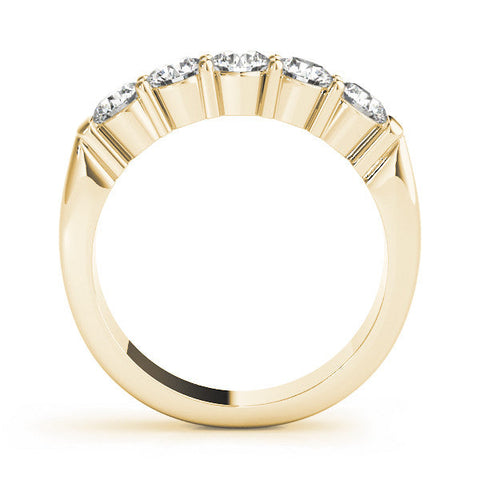 Yellow gold Five-Stone Round Diamond Channel Band with Prong Setting