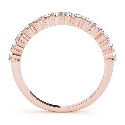 Rose gold Round Diamond Half Eternity Band with Shared Prong Setting