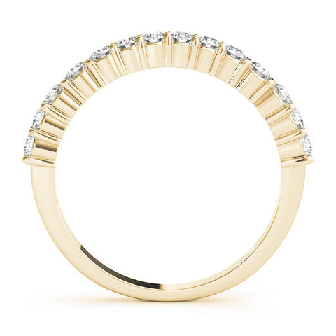 Yellow gold Round Diamond Half Eternity Band with Shared Prong Setting