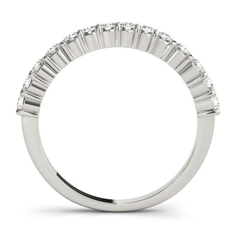 White gold Round Diamond Half Eternity Band with Shared Prong Setting