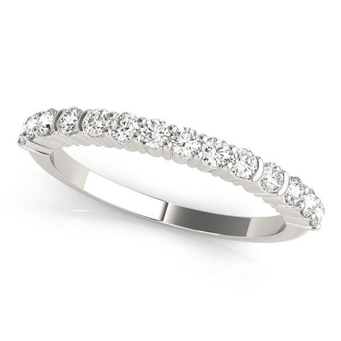White gold Round Diamond Half Eternity Band with Shared Prong Setting