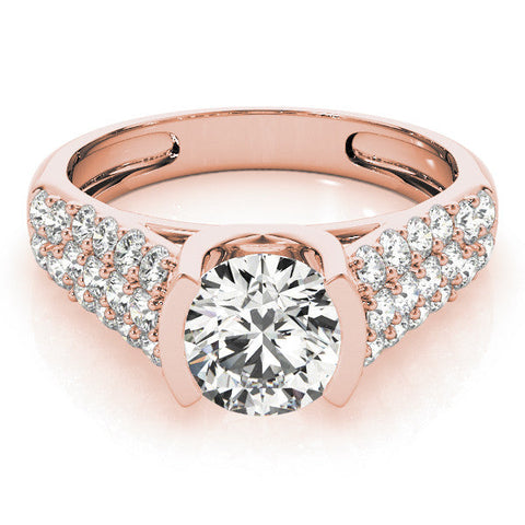 Rose gold Round Cut Diamond Channel Set Pave Band with Tension Prong Setting