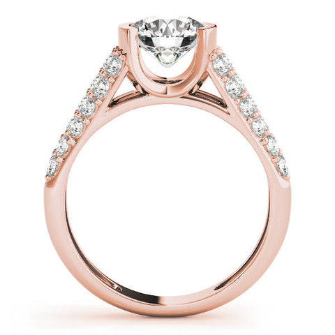 Rose gold Round Cut Diamond Channel Set Pave Band with Tension Prong Setting