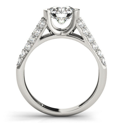 Platinum Round Cut Diamond Channel Set Pave Band with Tension Prong Setting