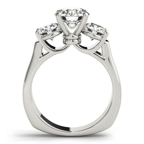 White gold Three-Stone Round Brilliant Diamond Trellis Ring with Comfort Fit Band