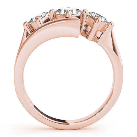 Rose gold Three-Stone Emerald Cut Tension Band Ring with Four-Prong Setting