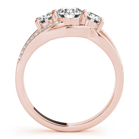 Rose gold Three-Stone Round Cut Diamond Split Shank Prong Set Ring