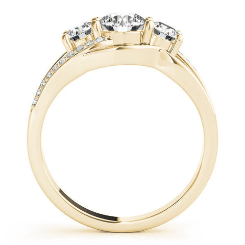 Yellow gold Three-Stone Round Cut Diamond Split Shank Prong Set Ring