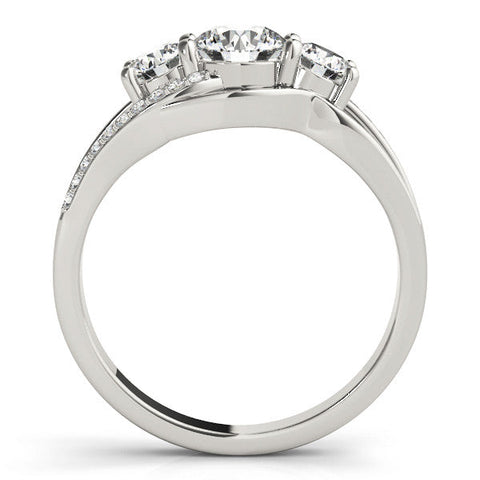 Platinum Three-Stone Round Cut Diamond Split Shank Prong Set Ring