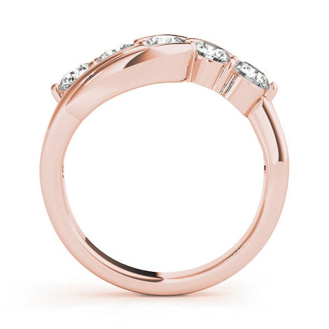 Rose gold Five-Stone Round Diamond Crossover Band with Prong Setting