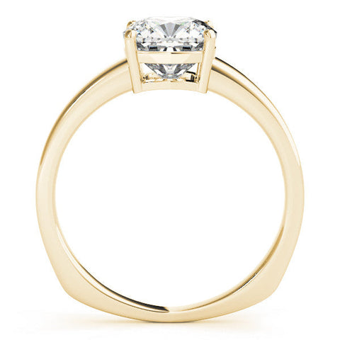 Yellow gold Cushion Cut Solitaire Engagement Ring with Four-Prong Setting and Classic Band