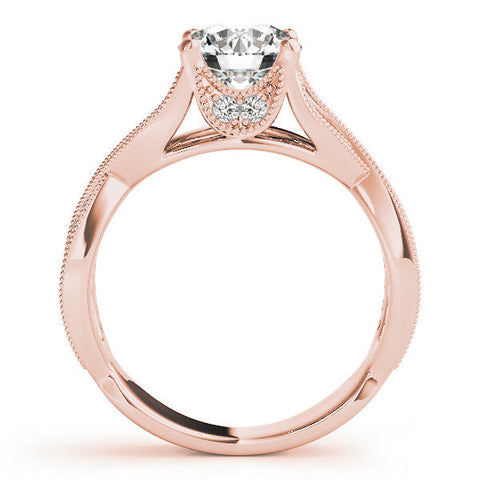 Rose gold Round Cut Diamond Twisted Band with Milgrain Pave Setting and Four-Prong Setting