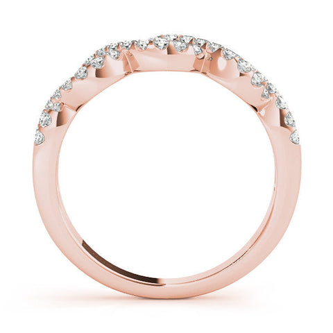 Rose gold Infinity Diamond Pavé Round Stone Twist Band with Prong Setting
