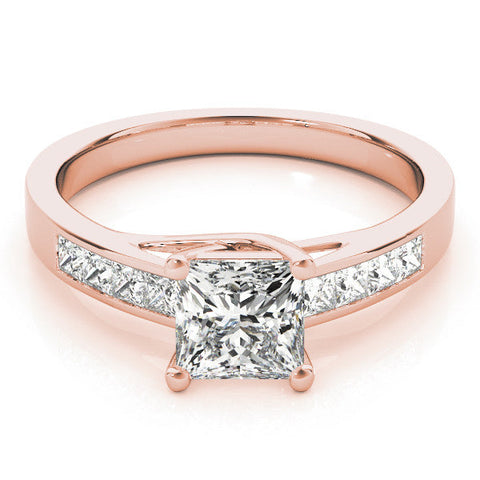 Rose gold Princess Cut Channel Set Diamond Engagement Ring with Four-Prong Setting