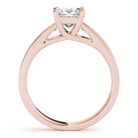 Rose gold Princess Cut Channel Set Diamond Engagement Ring with Four-Prong Setting