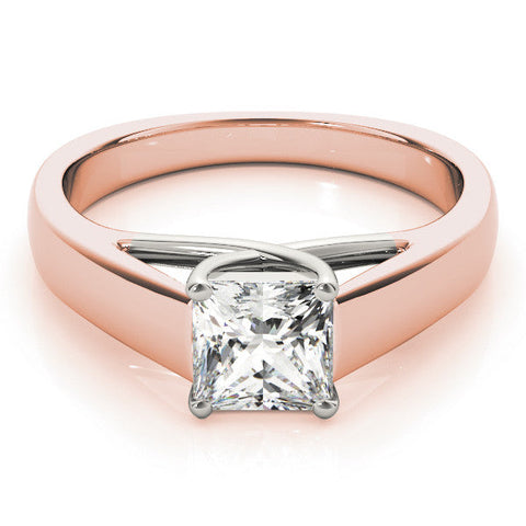 Rose gold Princess Cut Solitaire Engagement Ring with Cathedral Setting and Four-Prong Setting