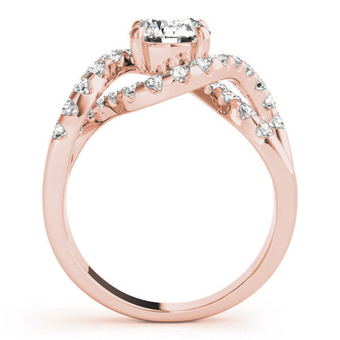 Rose gold Round Cut Diamond Halo Twist Band with Four-Prong Setting