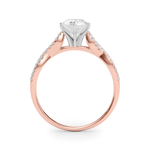 Rose gold Pear Solitaire Twisted Pave Diamond Engagement Ring with Four-Prong Setting