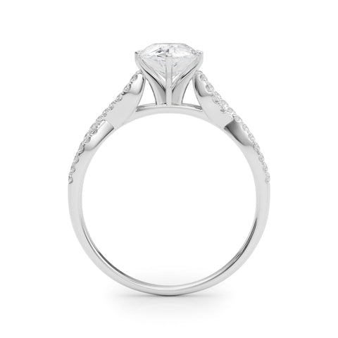 Platinum Pear Solitaire Twisted Pave Diamond Engagement Ring with Four-Prong Setting