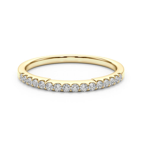 Yellow gold Round Diamond Pavé Half-Eternity Band with Shared Prong Setting