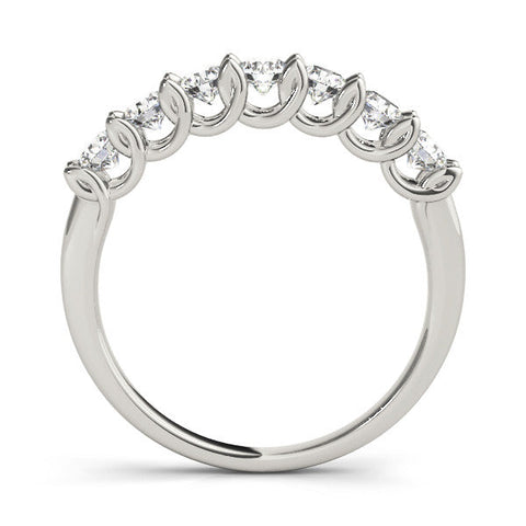 Platinum Round Diamond Prong-Set Half Eternity Band