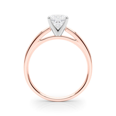 Rose gold Cushion Solitaire Diamond Ring with Four-Prong Setting and Classic Band