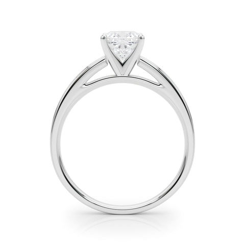 Silver Cushion Solitaire Diamond Ring with Four-Prong Setting and Classic Band