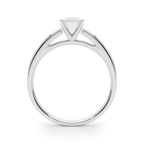 Silver Radiant Solitaire Diamond Ring with Four-Prong Setting and Classic Band