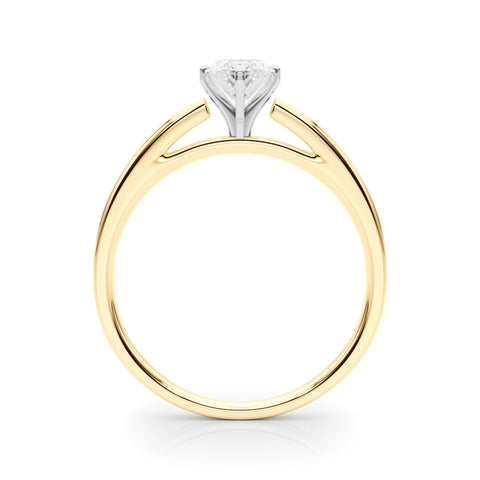 Yellow gold Marquise Solitaire Diamond Ring with Four-Prong Setting and Classic Band