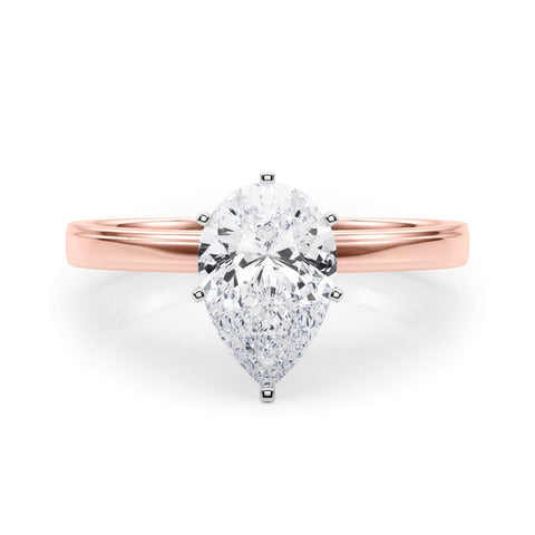 Rose gold Pear Solitaire Diamond Ring with Four-Prong Setting and Classic Band