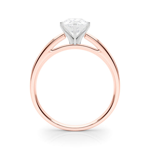Rose gold Pear Solitaire Diamond Ring with Four-Prong Setting and Classic Band