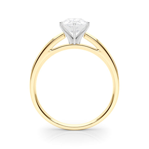 Yellow gold Pear Solitaire Diamond Ring with Four-Prong Setting and Classic Band